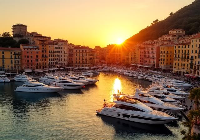 Puerto exclusivo de la Riviera Francesa con yates de lujo